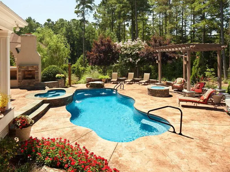 Fiberglass Pool with Chairs | Nashville Pool Builders